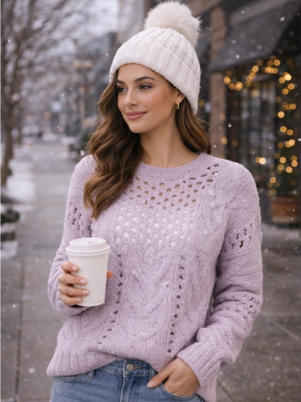 IRO “Fordon” Lavender Purple Chunky Open Cable Knit Sweater ~ XXS